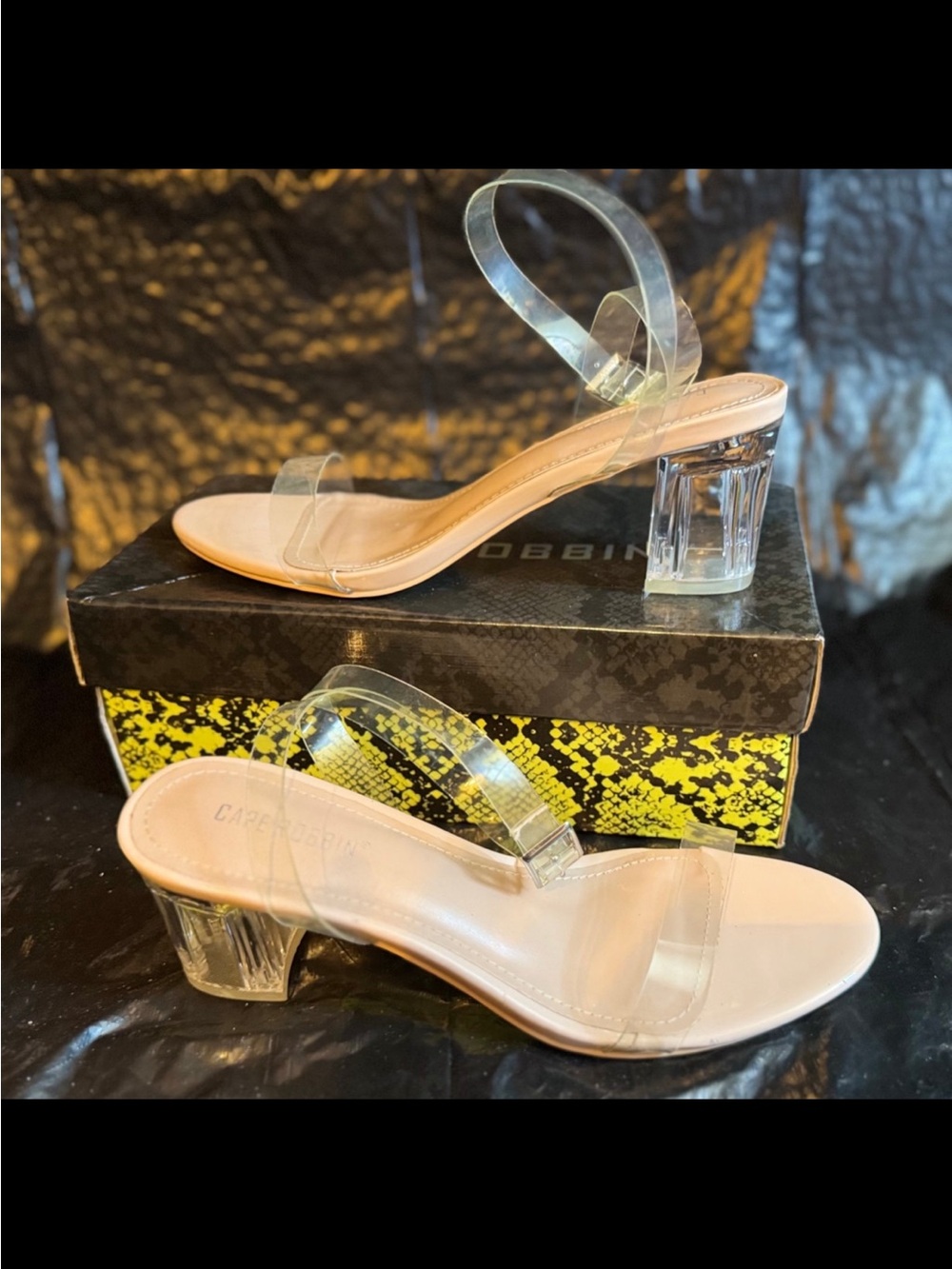 Cape Robbin Women's Clear Strap Block Heels Sandals size 8.5